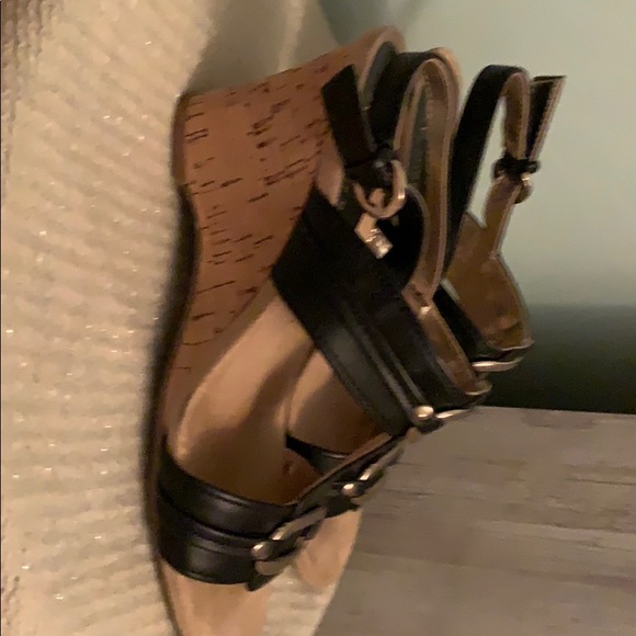 Anne Klein / gold accent cork wedge - Picture 5 of 7